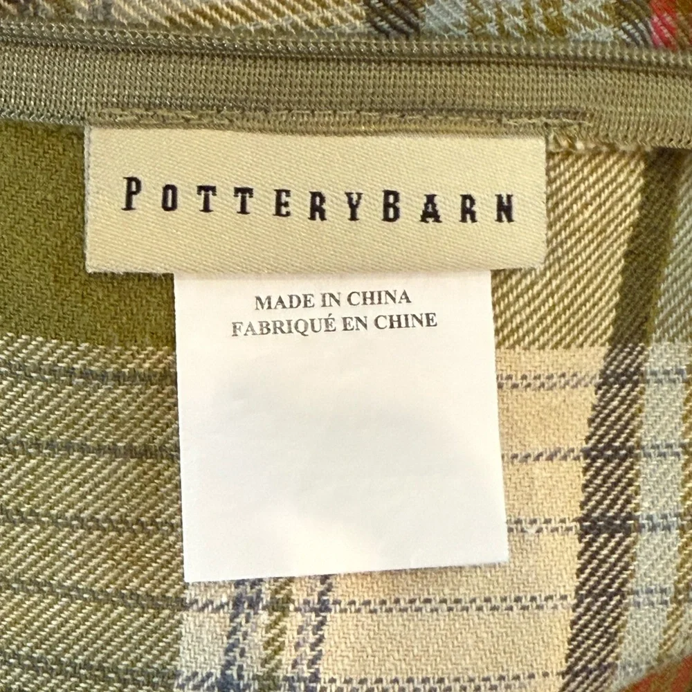 Pottery Barn Plaid 24x24” Pillow Cover - Green, Red, Cream - Picture 3 of 4